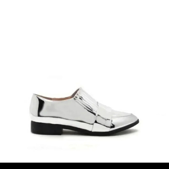 Shiny Silver Tuxedo Loafer/Flat - Picture 5 of 6